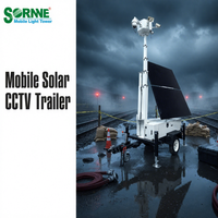 Remorque de sécurité solaire portable à structure stable avec panneaux solaires pliables et caméra de surveillance pour la surveillance des parkings