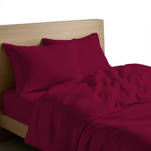 Drap de lit 100% coton bordeaux, taille lit simple allemand - Product Image 3