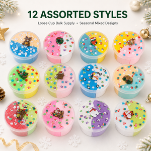 Slime de Mantequilla Bicolor Navideño al por Mayor, 12 Estilos Surtidos, en Vasos Sueltos, Suministro a Granel, OEM, Juguete de Regalo Festivo - Product Image 2