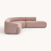 Canapé modulaire incurvé Boucl en mousse nuage, sectionnel avec chaise longue, tissu texturé à bords doux, pour salon moderne, villa, appartement, hôtel