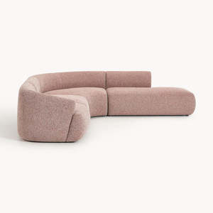 Divano Modulare Curvo a L in Tessuto Texturizzato con Chaise Longue in Spugna, per Soggiorno Moderno di Villa, Appartamento, <span class=keywords><strong>Hotel</strong></span> - Product Image 3