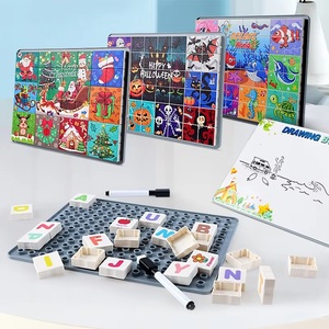 Niños plástico educativo 2 en 1 tablero de dibujo de Halloween rompecabezas de Navidad para niños juguetes rompecabezas bloques de construcción - Product Image 4