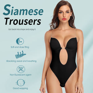 Body en V profond pour <span class=keywords><strong>femme</strong></span> String plongeant <span class=keywords><strong>dos</strong></span> nu transparent Soutien-gorge rembourré Body Shaper Suit Convertible Low Back Underwear - Product Image 3