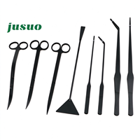 Outils d'aquascaping en acier inoxydable Jusuo, ensemble de ciseaux pour plantes d'aquarium, ciseaux courbés, pinces, spatule, aquascaping noir