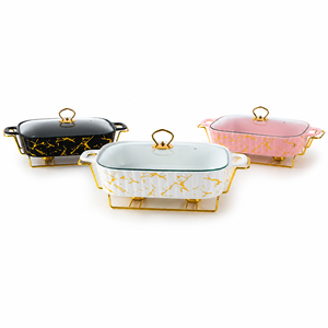 <span class=keywords><strong>Cazuela</strong></span> de Cerámica con Patrón de Mármol y Tapa de Vidrio, Rectangular, para <span class=keywords><strong>Horno</strong></span> y Cocina - Product Image 5