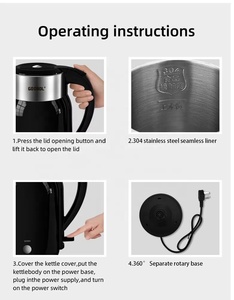 <span class=keywords><strong>Bouilloire</strong></span> Électrique Portable en Promotion, Rotation à 360 Degrés, Certifiée ETL, Sans Fil, 220V, Maintien au Chaud, Colorée, pour Cuisine Domestique - Product Image 6