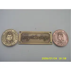 Antico/bronzo/cooper/ottone metal badge, logo in rilievo, in lega di zinco targhette