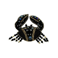 Broche en tissu tissé 3D faite à la main, exquise, motif petit crabe, à coudre, en PVC, feutre et strass, accessoires vestimentaires