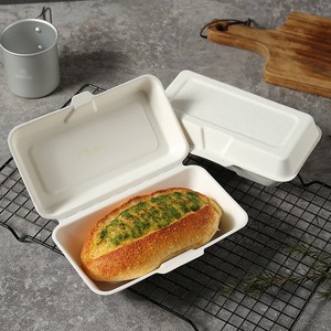 Boîte alimentaire rectangulaire jetable en pulpe de papier 680 ml pour sandwichs et pâtisseries - Product Image 1