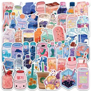 50 Stück INS Summer Cute Flavored Drink Aufkleber PVC Kawaii Cartoon Getränke Aufkleber Aufkleber für Kinder benutzer definierte Aufkleber Logo