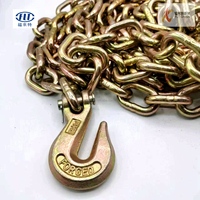 Cadena de Amarre G70 de 3/8 Pulgadas x 20 Pies con Ganchos de Sujeción, Cadena de Remolque de Alta Resistencia para Carga Segura