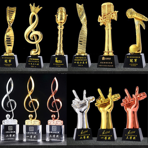 รางวัลนักร้อง รางวัลการแข่งขันดนตรี รูปโน้ตดนตรี ทำจากโลหะ คริสตัล เรซิ่น รูปไมค์ รูปเปียโน รูปไวโอลิน สำหรับขายส่งและสั่งทำได้ - Product Image 3