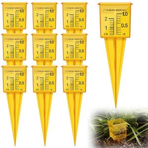เครื่องวัดความชื้นในดินสำหรับทำสวน พร้อมมาตรวัดปริมาณน้ำฝนแบบใสสีเหลือง ทำจากพลาสติกสำหรับใช้งานกลางแจ้ง เครื่องมือวัดปริมาณน้ำสำหรับสวนและสนามหญ้า - Product Image 1