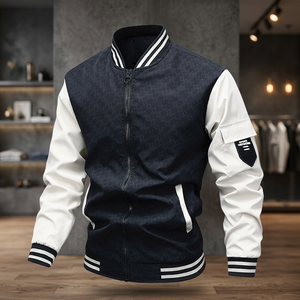 Wholesale Plus Size Windproof Coat <b>for</b> <b>Men</b> Casual Outdoor Oversize Zippered Streetwear Patchwork <b>Baseball</b> Stand Autumn Front - Product Image 3