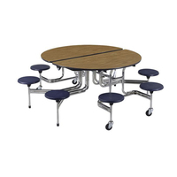 Table pliante ronde et mobile pour cafétéria Mobilier scolaire Table de cafétéria pour école 8 places Chaise pliante avec roue