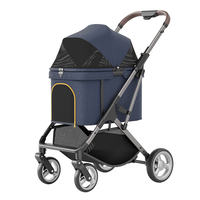 Poussette pour animaux de compagnie pliable en un clic, réglable, à 4 roues, légère, en aluminium aéronautique, chariot pour chien, chariot pour animaux de compagnie en Oxford imperméable 600D