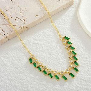 2022 lujosos collares de tenis de oro con diamantes pavé collar de cristal de gota de agua de piedra rosa y verde - Product Image 2