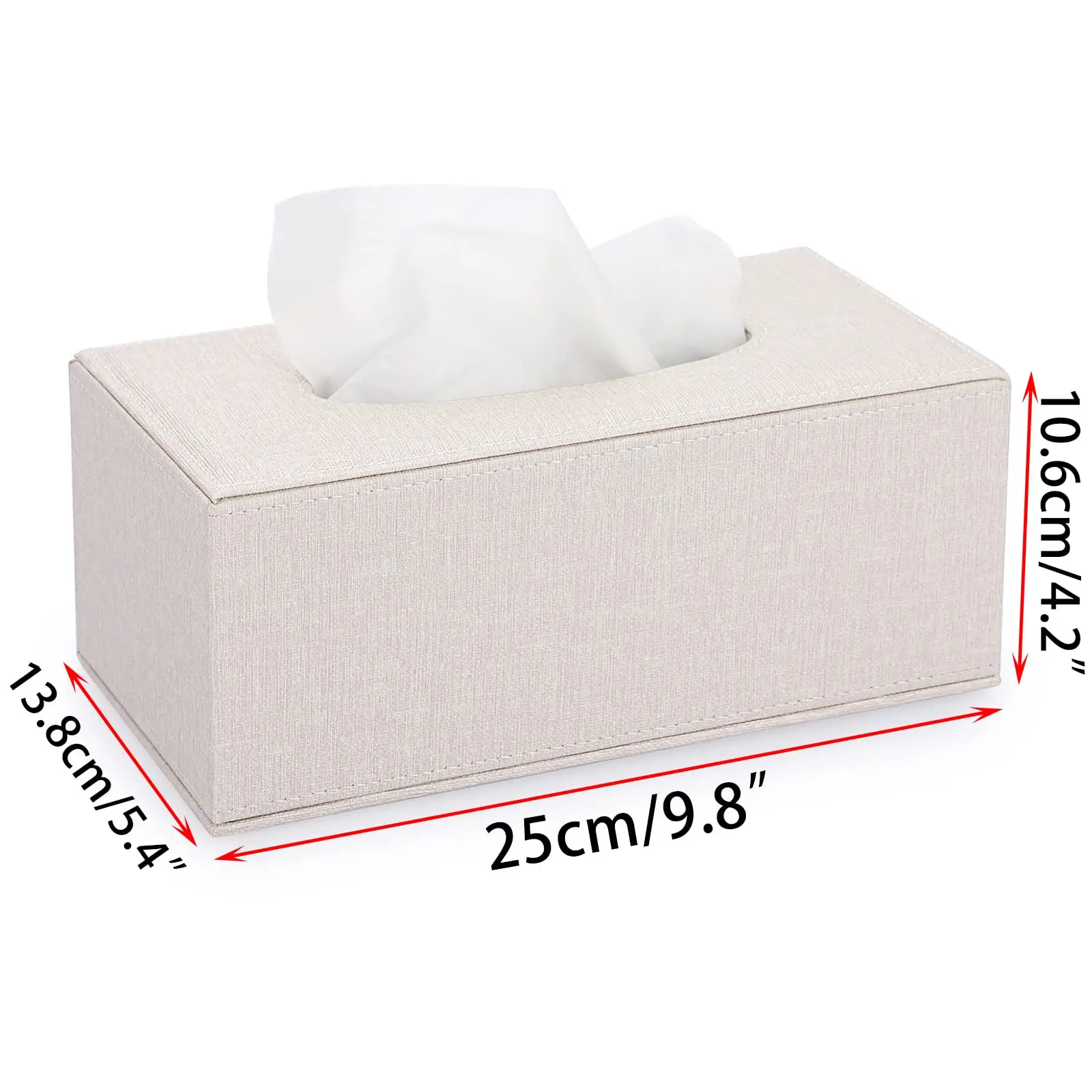 Custom Pu Leather Rectangular Linen Tissue Box Cover Stylish Tissue Box Holder with Magnetic Bottom Decorative Tissue Box