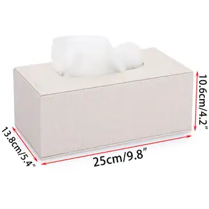 Benutzer definierte Pu Leder rechteckige Leinen Tissue Box Cover Stilvolle Tissue Box Halter mit Magnet boden dekorative Tissue Box