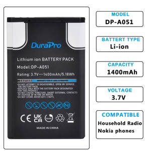 Batería BL5C 1400mAh para Nokia 1100 1110 1200 1208 1280 2600 2700 3100 3110 5130 6230 1600 teléfono o Radio - Product Image 5
