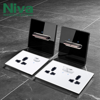 Interruptor de Pared Niva con Botón Pulsador, Diseño Moderno, Interruptores y Enchufes con Panel de Vidrio, Home Assistant, Estándar del Reino Unido