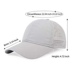 Casquette de baseball unisexe en toile imperméable à 6 panneaux, à séchage rapide, découpée au laser, pour sport et formelle, en nylon, vente en gros fabricant - Product Image 6