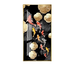 Portico corridoio decorazione verticale di lusso in vetro wall art picture crystal porcelain painting koi fish - Product Image 1