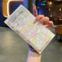 Nouvelle coque de téléphone anti-traces de doigts PC+TPU avec grande fenêtre, cadre d'objectif floral, coque latérale en coquille colorée diamantée et nœud macaron pour 17 Pro Max 16