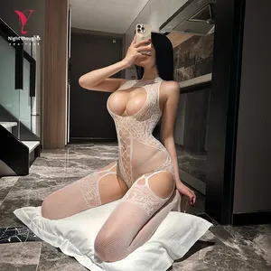 Lingerie sexy, bas une pièce, maille brodée creuse, fibre de polyester, passion, sans entrejambe, dropshipping 5308, fabriqué à <span class=keywords><strong>Lianyungang</strong></span> - Product Image 3