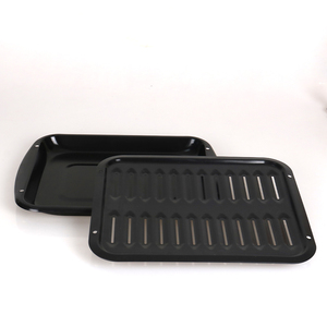Vente en gros Logo personnalisé Rectangle 40*28.5*4.5cm 15 pouces en <span class=keywords><strong>fonte</strong></span> Métal BBQ Plateau antiadhésif Émail Moule à dinde - Product Image 2