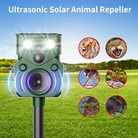 Nouveau Répulsif Solaire Ultrasonique Intelligent d'Extérieur 2024 avec Détecteur de Mouvement et Lumière Clignotante Contre les Nuisibles : Chiens, Renards, Ratons Laveurs, Marmottes