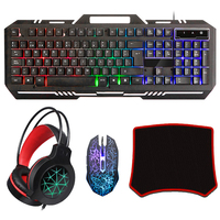 OEM-teclado de ratón 4 en 1 con cable retroiluminado para Gaming, Combo de ratón con RBG, auriculares retroiluminados, alfombrilla de ratón para PC, gaming, oficina, gran oferta