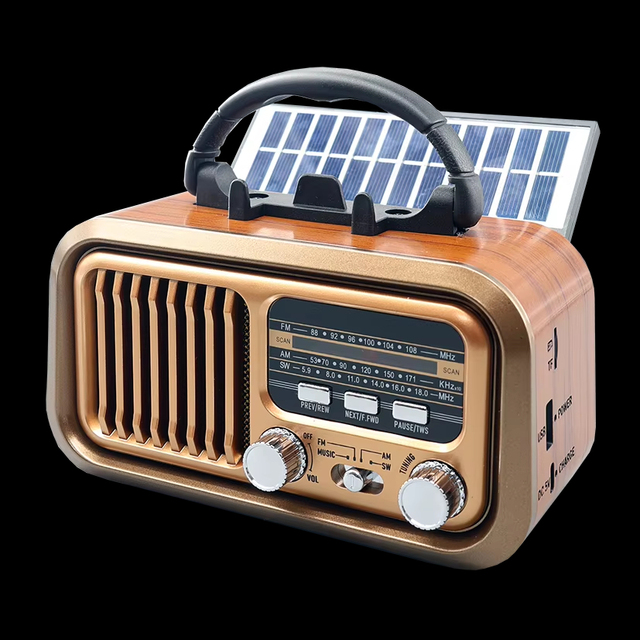 Portable Retro Speaker Wireless With Radio Rechargeable Classic BT Speaker With FM/AM Solar Panel Speakers with FlashLight