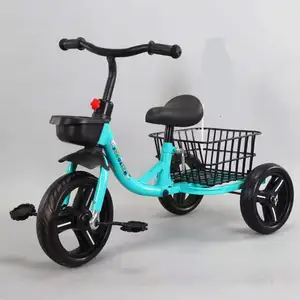 2022 फैक्टरी कम कीमत थोक OEM रंग गत्ते का डिब्बा स्टील फ्रेम बच्चों की सवारी के साथ तीन पहिया बाइक बड़ी टोकरी