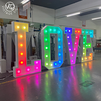 Lettre lumineuse vintage de 4 pieds, décoration de mariage rustique, cadre en métal, ampoules LED personnalisées