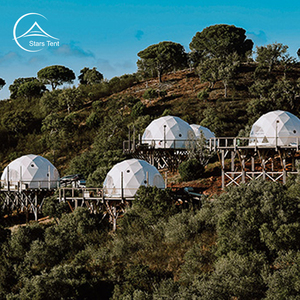 Tienda de campaña prefabricada de 6m con baño Tipo <span class=keywords><strong>Camping</strong></span> Cúpula geodésica Casa Tienda de campaña Igloos de lujo Hotel <span class=keywords><strong>4</strong></span> estaciones Tiendas DE BODA ovaladas - Product Image 4