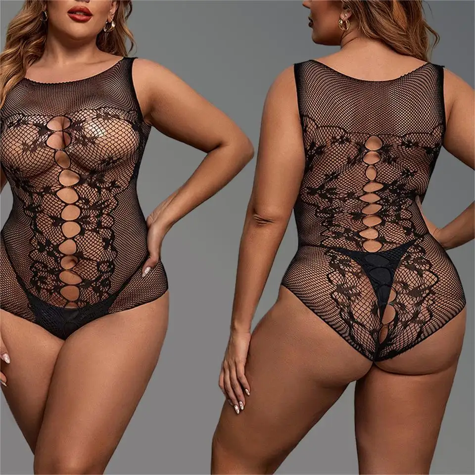 Européen et américain évidé petit couple net amusant lingerie sexy pyjama de lingerie érotique de grande taille avec de la graisse ajoutée