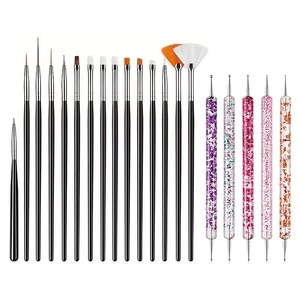 Ensemble de 20 pinceaux professionnels pour nail art YRX, rose, en nylon et plastique, pinceaux multifonctions personnalisés pour gel à ongles - Product Image 3
