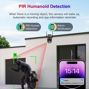 Cámara IP WiFi <span class=keywords><strong>ICSEE</strong></span> de 9MP con Tres Lentes, Luces de Advertencia Rojas y Azules, PTZ IP66 para Sistema de Vigilancia Doméstica - Product Image 4