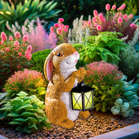 Lanterne de jardin solaire fluorescente en résine en forme de lapin de Pâques, décoration de jardin, ornement de pelouse, cadeau de jardin, sculpture