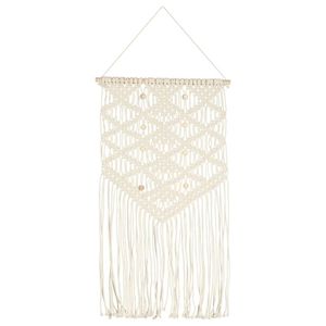 W2B VidaXL eco-friendly macramè appendi da parete in cotone bianco medio intarsi decorativi scandinavo stile bohémien per vivere in Rattan - Product Image 1