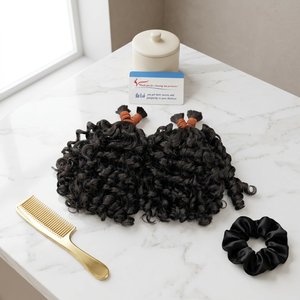 Extensions de cheveux humains vietnamiens de qualité supérieure, texture bouclée, lots de cheveux en vrac, qualité SDD, noir jais - Product Image 1