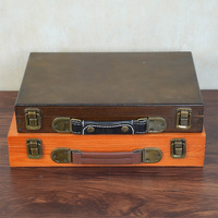 Boîte en bois de style valise, non finie, en bois naturel, avec poignée et loquet métallique, boîte de rangement portable, boîte à souvenirs en bois, boîte cadeau