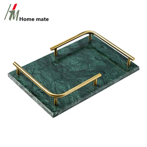 Plateau en marbre vert nouvelle tendance, Restaurant de luxe, 30x20cm, avec poignée de couleur or, offre spéciale - Product Image 5