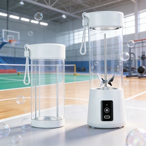 ปราศจากสาร BPA เกรดอาหาร เสียงเบา 400 มล. 2-in-1 ใช้ในรถยนต์ กลางแจ้ง ฟิตเนส ใช้แบตเตอรี่ โหมดเทอร์โบ ชาร์จผ่าน USB-C ป้องกันการรั่วซึม เป็นมิตรกับสิ่งแวดล้อม ทำน้ำแข็ง - Product Image 1