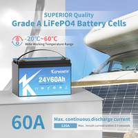 Venta Directa de Fábrica, Stock en el Extranjero, Paquete de Baterías de Litio Hierro Fosfato LiFePO4 de 24V 60Ah con BMS Integrado para Bicicleta Eléctrica y Vehículo Turístico