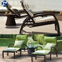 Chaise longue d'extérieur en osier pour hôtel, jardin, terrasse, piscine, repos de midi, style nordique, pliable et télescopique