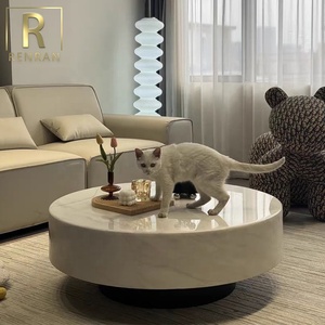 Design moderno italiano villa <span class=keywords><strong>soggiorno</strong></span> mobili in marmo bianco <span class=keywords><strong>rotondo</strong></span> salotto <span class=keywords><strong>tavolino</strong></span> da tè in pietra di lusso - Product Image 3
