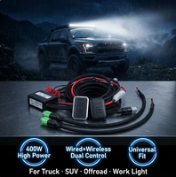 Kit de Cableado LED de Doble Control 400W con Interruptor Cableado + Control Remoto Inalámbrico para Luz de Trabajo y Luz Auxiliar