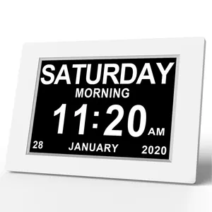 Reloj para demencia, reloj despertador, reloj de pared con pantalla de 8 "con fecha de día, mes, año, reloj de escritorio para demencia, Alzheimer